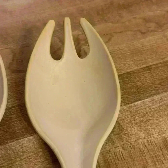 Tupperware Salad Serving Utensils 12'' Fork Spoon Set of 2 Vintage Harvest Gold - Picture 6 of 6